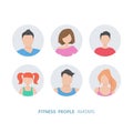Fitness people avatars collection.