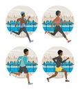 Fitness people running round icons Royalty Free Stock Photo