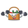 Fitness picnic basket character cartoon