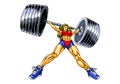 Fitness power girl lifting heavy barbell