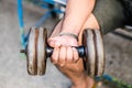 Fitness powerful muscular man lifting weights Royalty Free Stock Photo