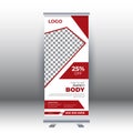 Fitness roll up sale banner design template, abstract background, pull up design, modern x-banner, rectangle size. Template for