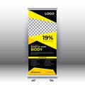 Fitness roll up sale banner design template, abstract background, pull up design, modern x-banner, rectangle size. Template for Royalty Free Stock Photo