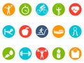 Fitness round buttons icons set