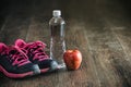 Fitness running sports equipment, sneakers water apple, healthy