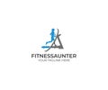 Fitness Saunter Logo Template. Treadmill Vector Design