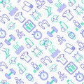 Fitness seamless pattern with thin line icons