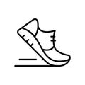 Fitness shoe line icon. Running shoe in motion.