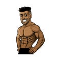 Fitness smiling man have slim muscular body Royalty Free Stock Photo