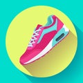 Fitness sneakers shoes for training running shoe flat design with long shadow