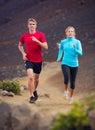 Fitness sport couple running jogging outside Royalty Free Stock Photo