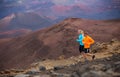 Fitness sport couple running jogging outside on trail Royalty Free Stock Photo