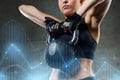 Woman with kettlebell in gym Royalty Free Stock Photo