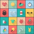 Fitness and sport flat icons set Royalty Free Stock Photo