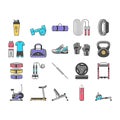 fitness sport gym healthy icons set vector Royalty Free Stock Photo