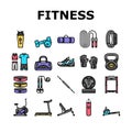 fitness sport gym healthy icons set vector Royalty Free Stock Photo