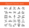 Fitness and sport icon, sport pictograms, skiing, basketball