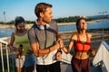 Fitness sport people running lifestyle concept. Group of young people jogging together outdoors. Royalty Free Stock Photo