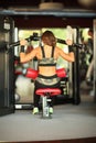 Fitness, sport, powerlifting people concept sporty woman exercising barbell