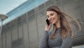 Fitness, sport and technology concept - happy smiling woman running outdoors. Close-up Of A Young Beautiful Sports Royalty Free Stock Photo