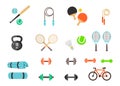 Fitness and Sport vector icons for web and mobile. Healthy lifestyle tools, elements. Royalty Free Stock Photo