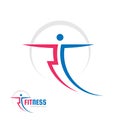 Fitness Sport - vector logo template concept illustration. Human character. Abstract running man figure. People sign.