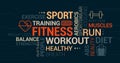 Fitness, sport and wellness tag cloud