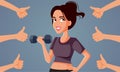 Fitness Sportive Woman Receiving Appreciation Vector Cartoon illustration