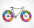 Fitness and sports design element infographics or information brochure with the bike on wheels arrow in a circle.