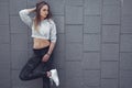 Fitness sporty girl wearing fashion clothes Royalty Free Stock Photo