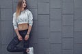 Fitness sporty girl wearing fashion clothes Royalty Free Stock Photo