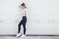 Fitness sporty girl wearing fashion clothes Royalty Free Stock Photo