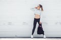 Fitness sporty girl wearing fashion clothes Royalty Free Stock Photo