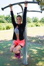 Fitness sporty slim woman in Training Workout Outdoor in Park Sport Healthy Lifestyle Royalty Free Stock Photo