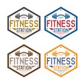 Fitness station vintage vector labels set