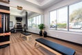 fitness studio, with variety of equipment and settings to choose from