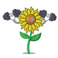 Fitness sunflower character cartoon style