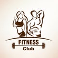 Fitness symbol, outlined vector sketch