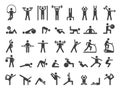Fitness symbols. Sport exercise stylized people making exercises vector icon Royalty Free Stock Photo