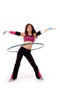 Fitness teacher demonstrating hooping