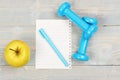 Fitness tools for weight loss. Sports and active lifestyle concept Royalty Free Stock Photo