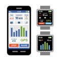 Fitness tracker app for smartwatch and smartphone Royalty Free Stock Photo