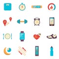 Fitness Tracker Flat Color Icons