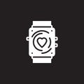 Fitness tracker icon vector, smartwatch solid flat sign, pictogram isolated on black