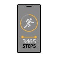 Fitness tracking app on mobile phone. Run tracker, walk steps counter. Royalty Free Stock Photo