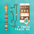 Fitness tracking bracelet and app vector concept in flat style