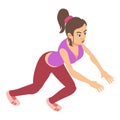 Fitness trainer icon isometric vector. Girl trainer in sportswear during workout