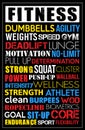 Fitness training motivation sport word cloud tag concept wallpaper Royalty Free Stock Photo