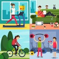 Fitness Training People Icon Set