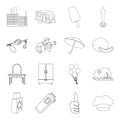 Fitness, travel, fishing and other web icon in outline style.furniture, computer, maintenance icons in set collection.